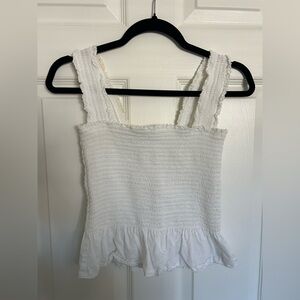 Reformation Ivory Smocked Top